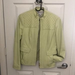 Celery green leather jacket